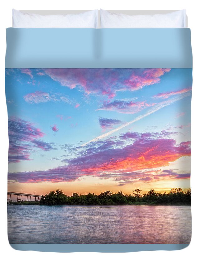Fine Art Landscape Photography Duvet Cover featuring the photograph Cotton Candy Sunset by Russell Pugh