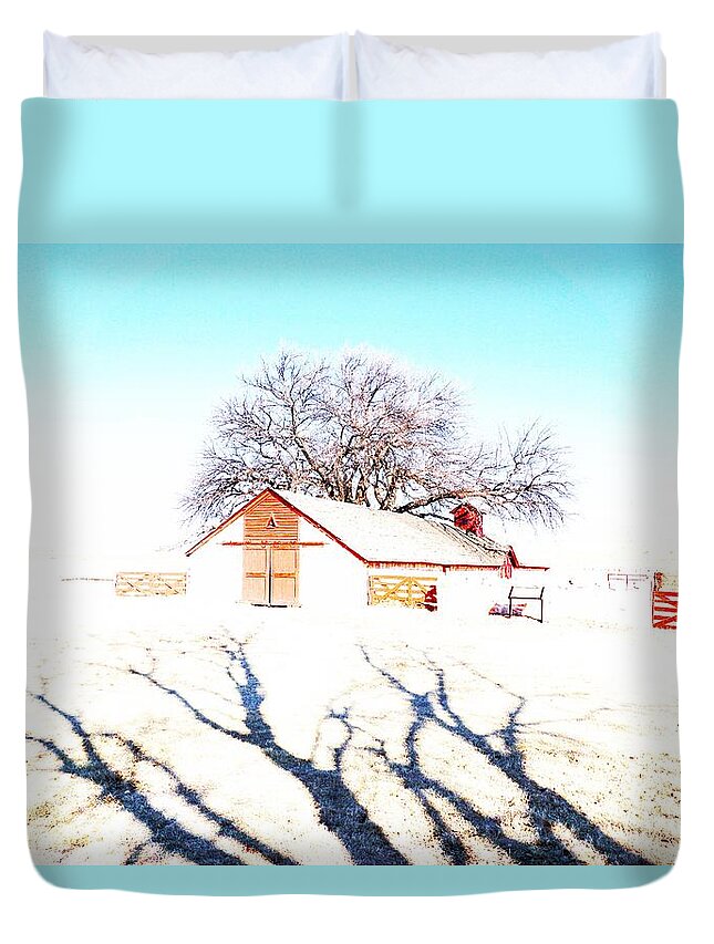 Ranch Duvet Cover featuring the photograph Cottonwood Ranch, Kansas by Merle Grenz