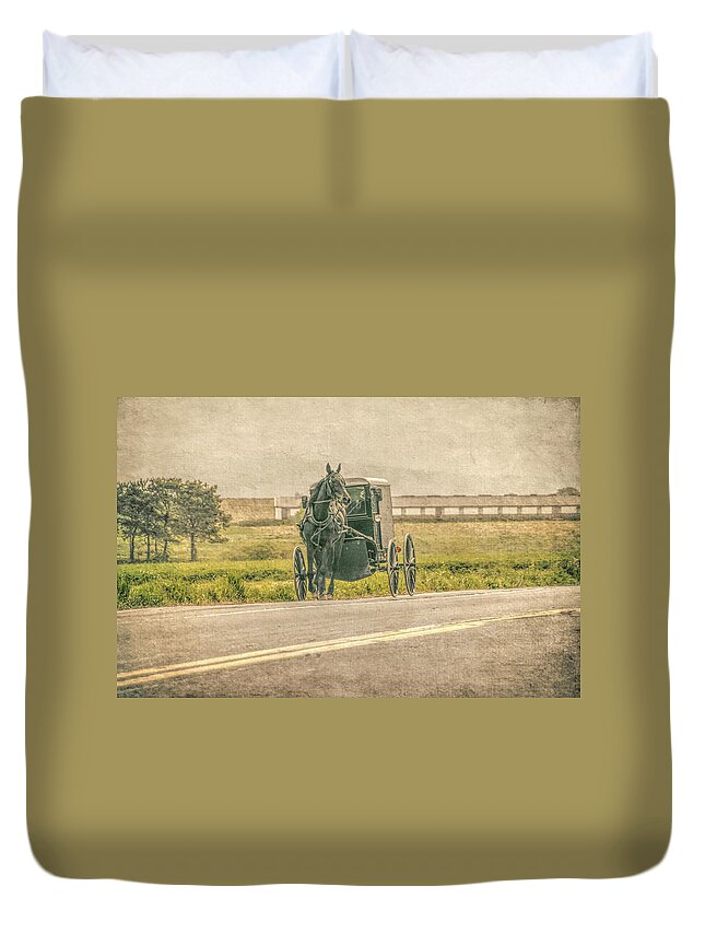  Duvet Cover featuring the photograph Country Amish Ride by Dyle Warren