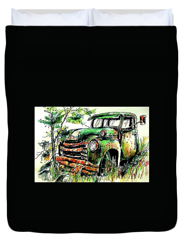 Ink Duvet Cover featuring the painting Country Antiques by Terry Banderas