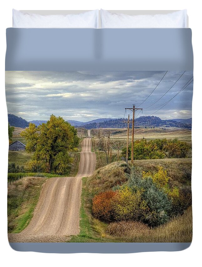 Country Fall Autumn Landscape Duvet Cover featuring the photograph Country Autumn by Fiskr Larsen