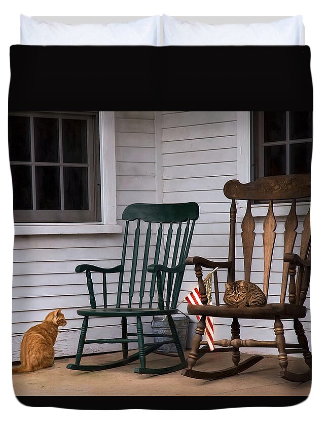 Cats Duvet Cover featuring the photograph Country Cats by Robin-Lee Vieira
