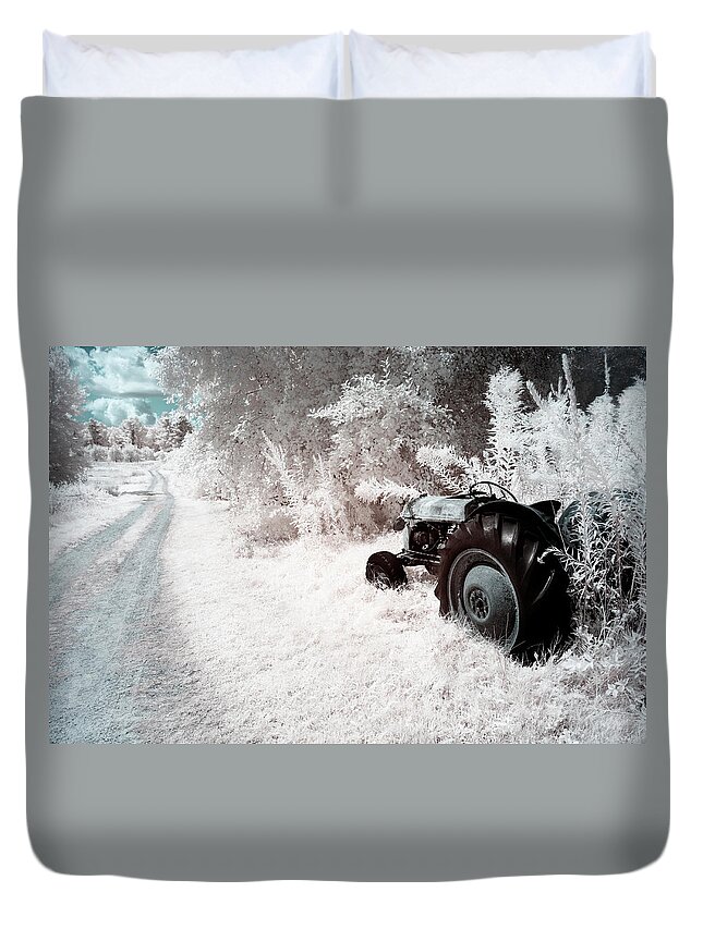 Tractor Duvet Cover featuring the photograph Country Road Blue Sky by Luke Moore