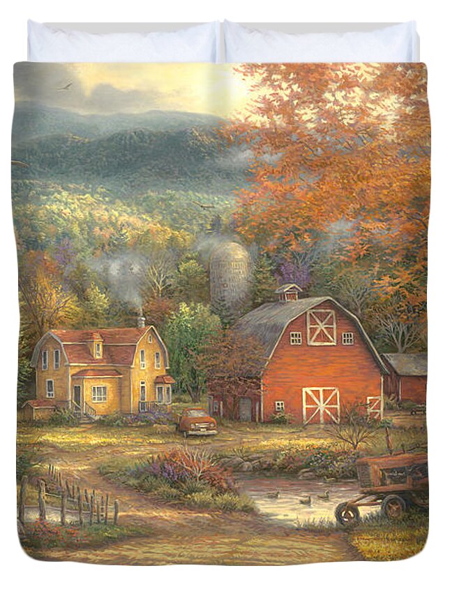 Inspirational Picture Duvet Cover featuring the painting Country Roads Take Me Home by Chuck Pinson