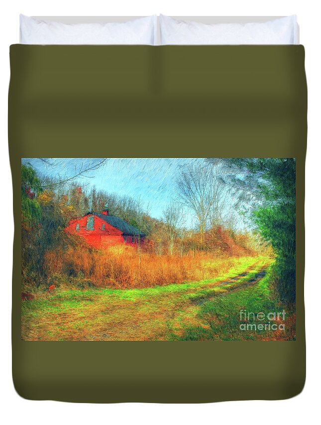 Barn Duvet Cover featuring the painting Country Roads by Tina LeCour