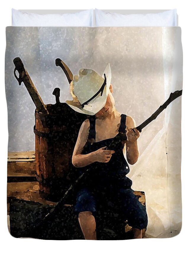 Cowboy Duvet Cover featuring the photograph Country Time by Amanda Smith