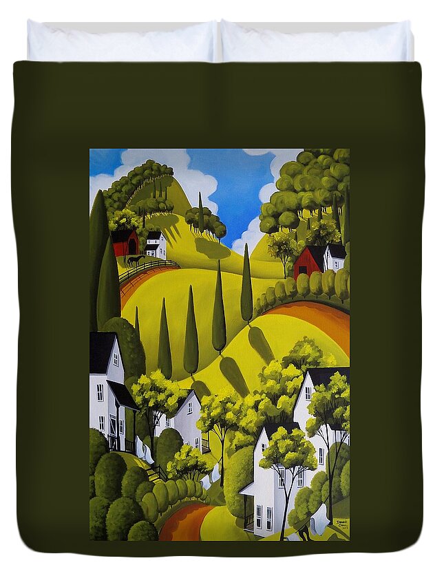 Farm Duvet Cover featuring the painting Country Wash - countryside landscape by Debbie Criswell
