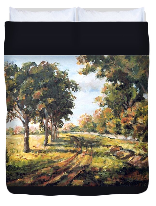 Ingrid Dohm Duvet Cover featuring the painting Countryside by Ingrid Dohm