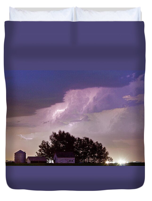 Lightning Duvet Cover featuring the photograph County Line Northern Colorado Lightning Storm Panorama by James BO Insogna