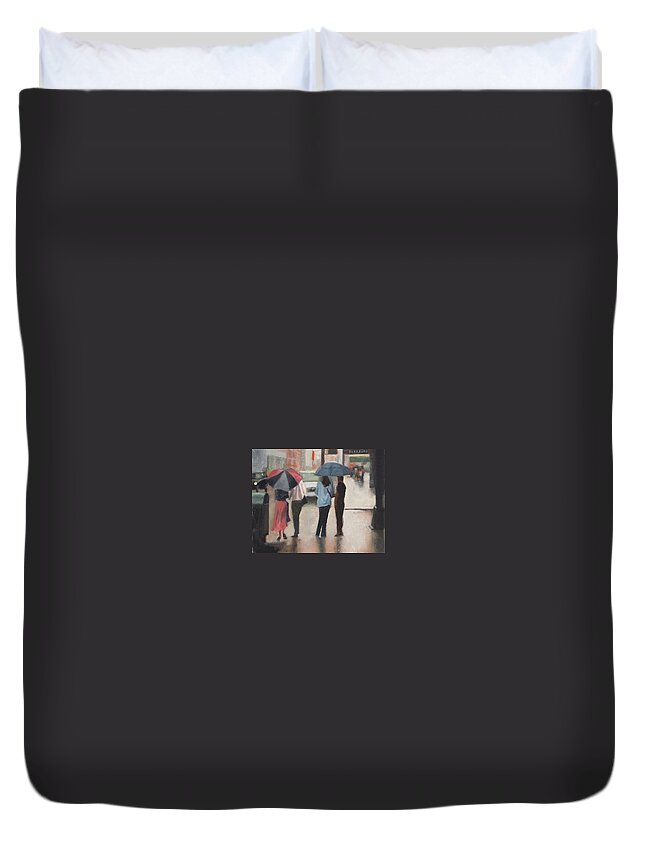 Oil Painting Duvet Cover featuring the painting Couples by Tate Hamilton