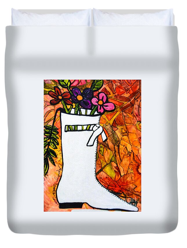 Shoe Duvet Cover featuring the painting Courreges by Marilyn Brooks