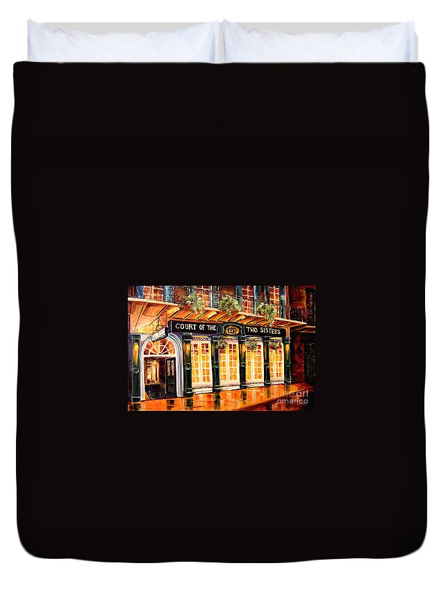 New Orleans Duvet Cover featuring the painting Court of the Two Sisters by Diane Millsap