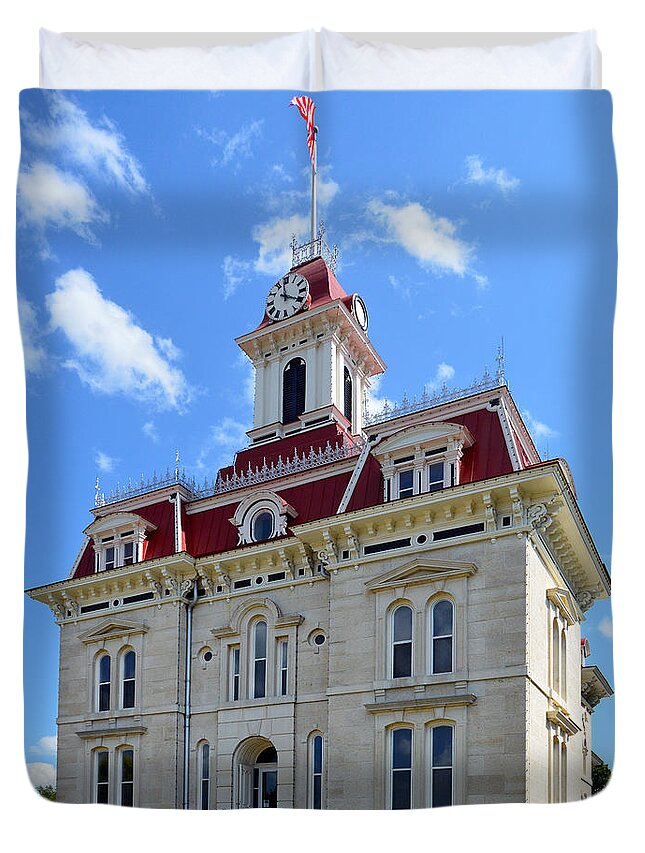 Chase County Duvet Cover featuring the photograph Courthouse in Chase County by Catherine Sherman