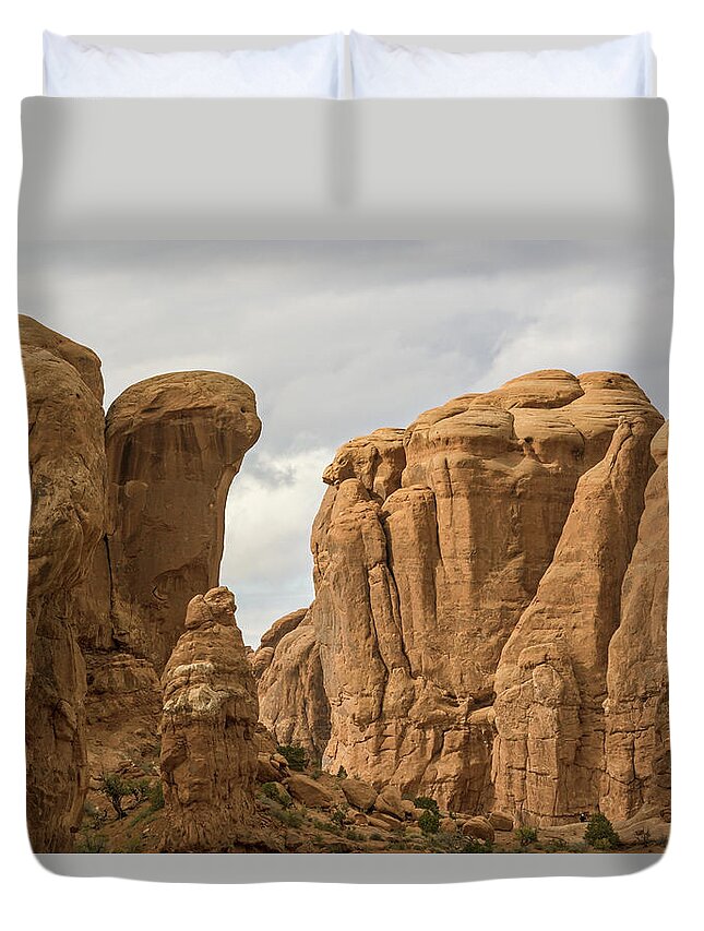 Arches National Park Duvet Cover featuring the photograph Courthouse Towers by Peter J Sucy