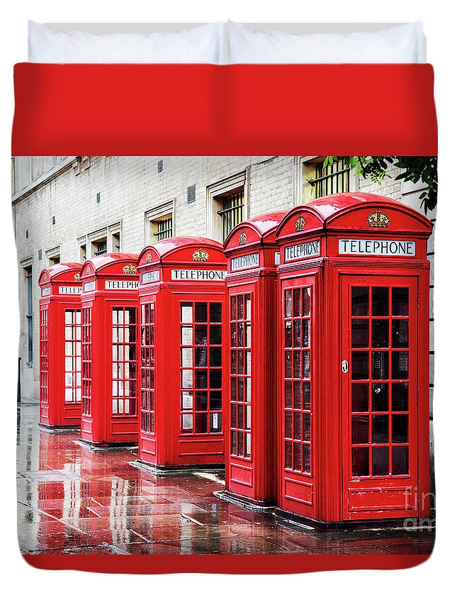 London Duvet Cover featuring the photograph Covent Garden phone boxes by Jane Rix