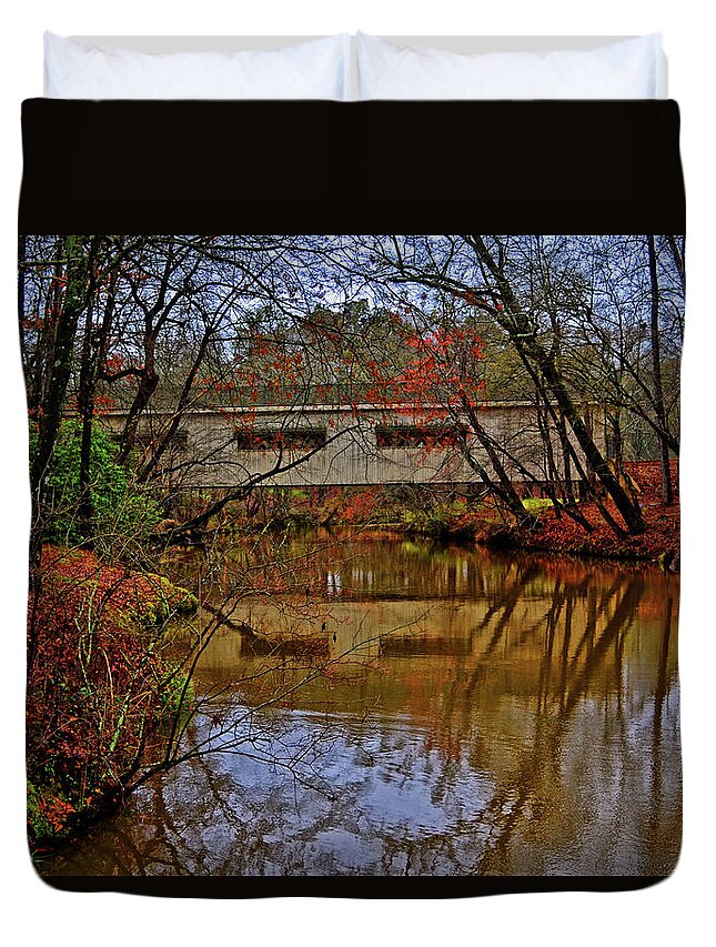 Covered Bridge Duvet Cover featuring the photograph Covered Bridge 026 by George Bostian