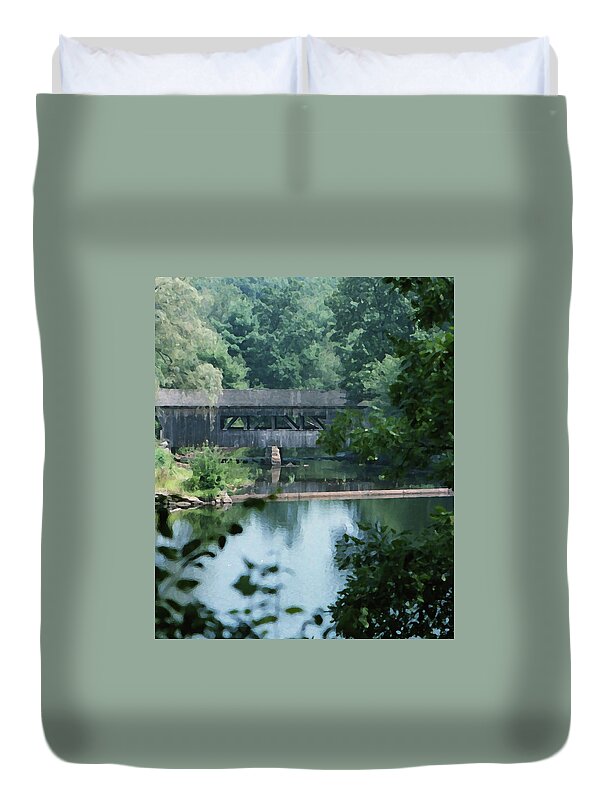 Covered Bridge Duvet Cover featuring the photograph Covered Bridge by Geoff Jewett