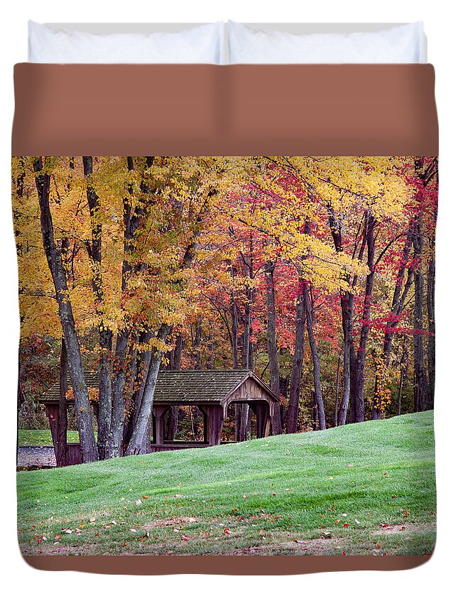 #jefffolger Duvet Cover featuring the photograph Covered walking bridge by Jeff Folger