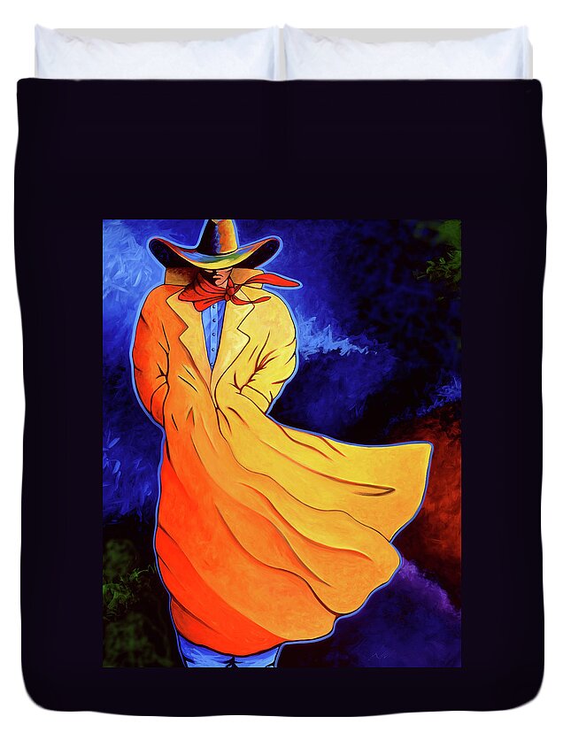 Cowgirl Duvet Cover featuring the painting Cowboy Blue by Lance Headlee