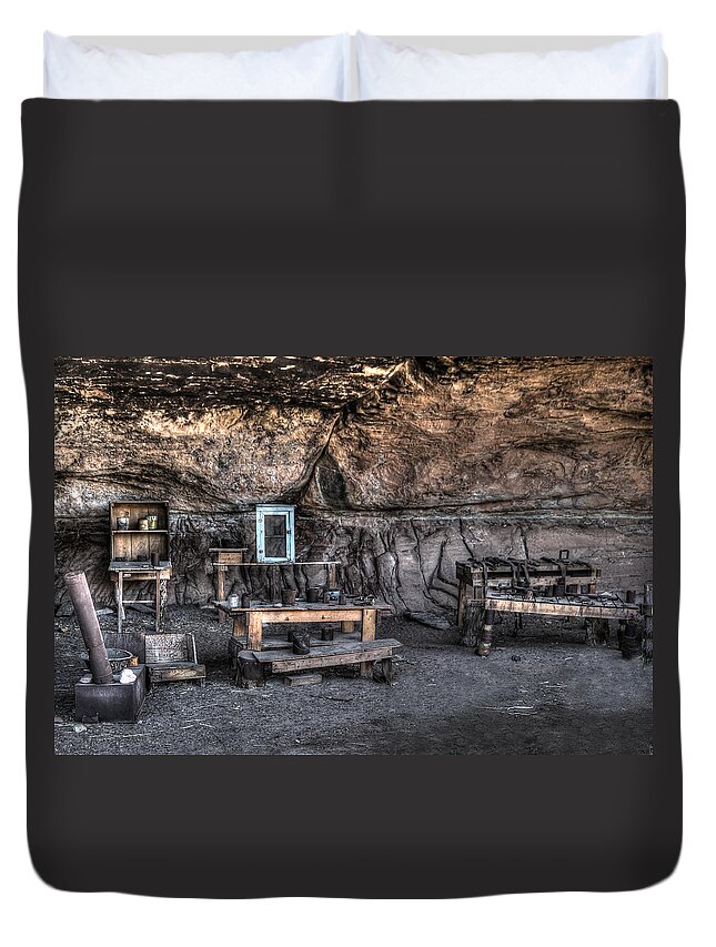 Photograph Duvet Cover featuring the photograph Cowboy Camp 1880s by Richard Gehlbach