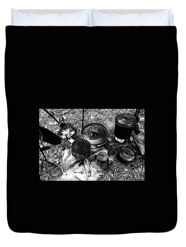 Cooking Duvet Cover featuring the photograph Cowboy Cooking by David Lee Thompson