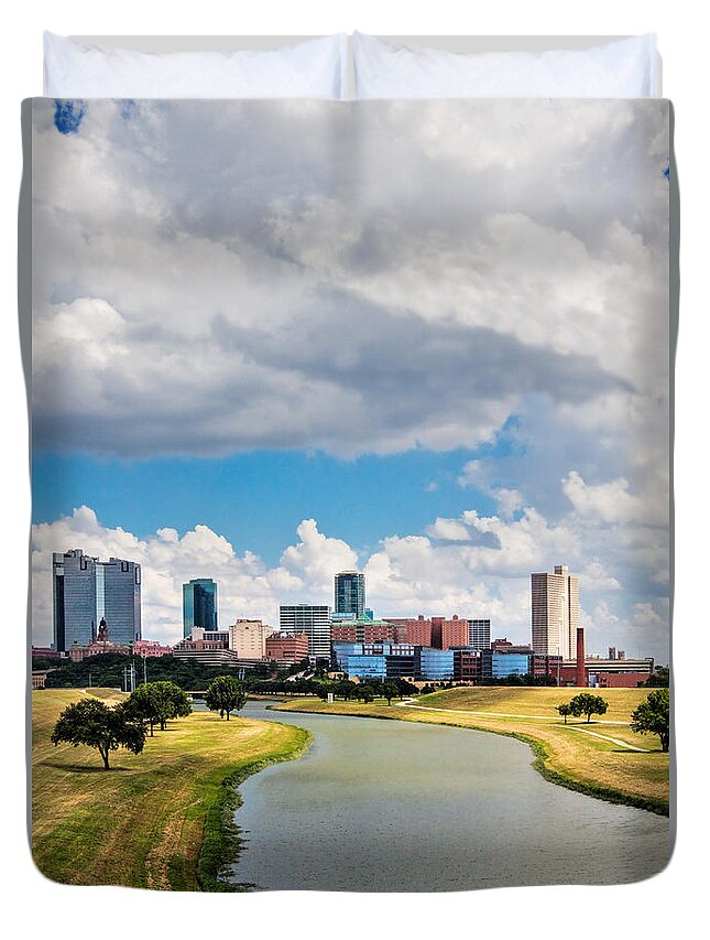 Building Duvet Cover featuring the photograph Cowtown Skyline by David and Carol Kelly