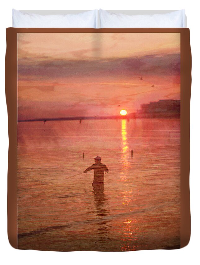 Crabbing Duvet Cover featuring the photograph Crabbing At Chicks Beach Chesapeake Bay VA Beach by Suzanne Powers