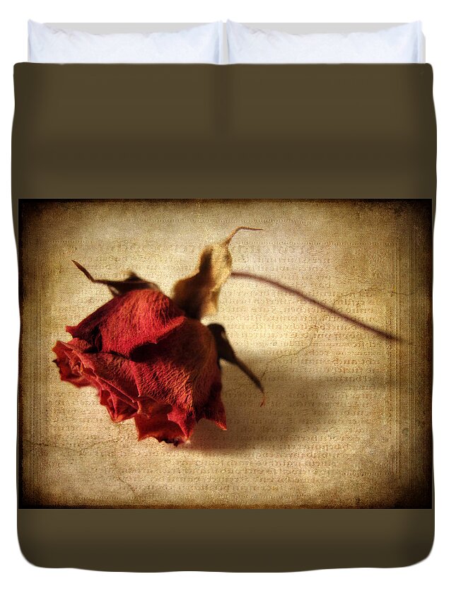 Flower Duvet Cover featuring the photograph Crackling Rose by Jessica Jenney