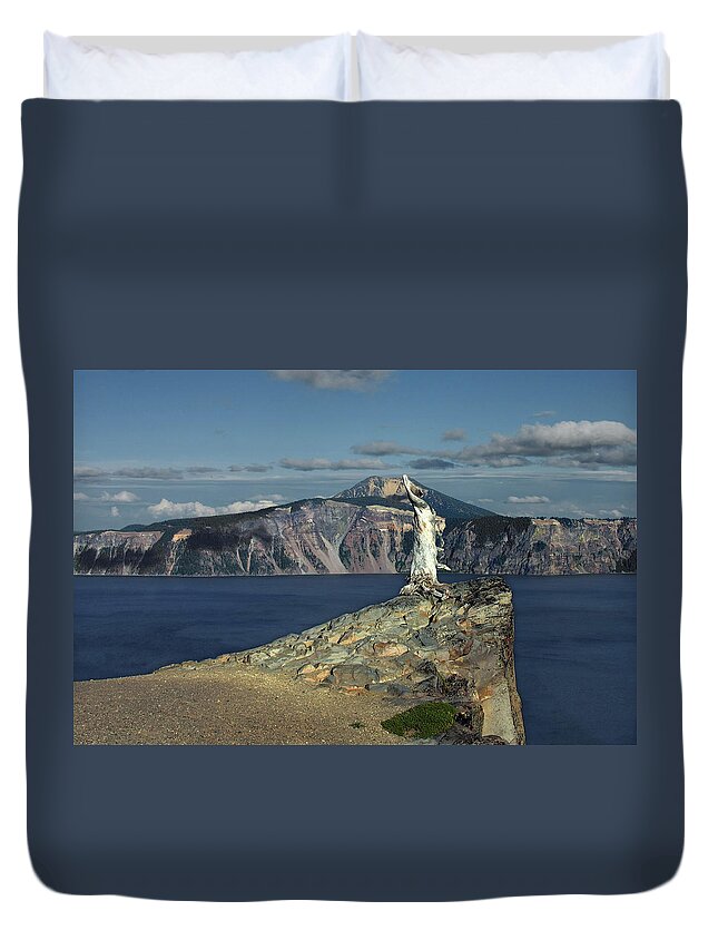 Peaceful Duvet Cover featuring the photograph Crater Lake - A Most Sacred Place among the Indians of Southern Oregon by Alexandra Till