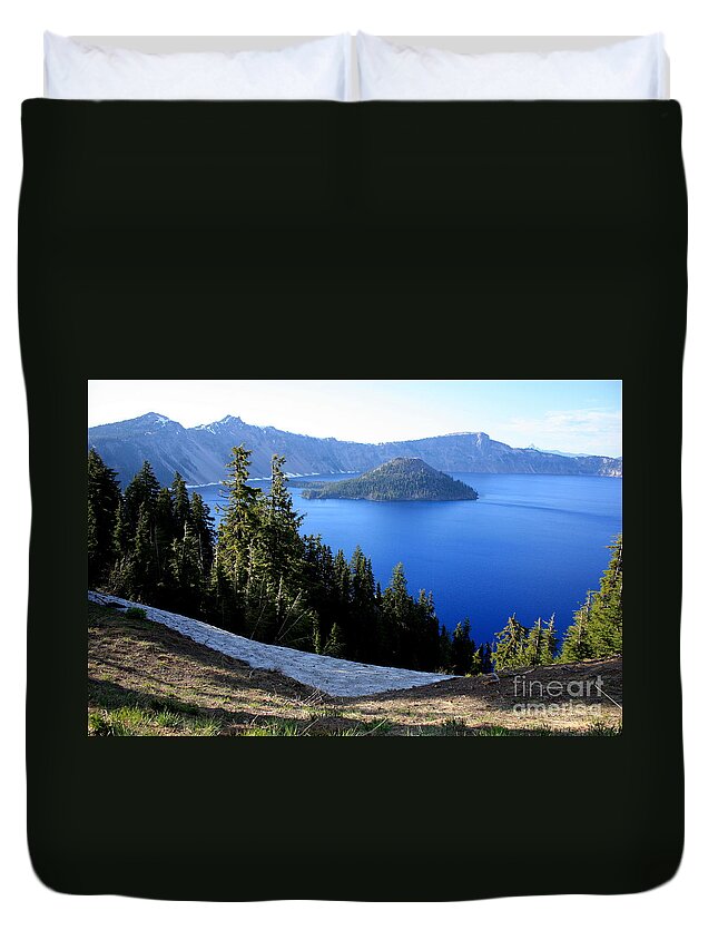Crater Lake Duvet Cover featuring the photograph Crater Lake 12 by Carol Groenen