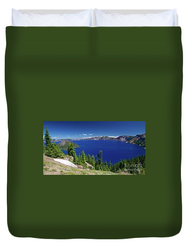 Landscape Duvet Cover featuring the photograph Crater Lake by Bruce Block