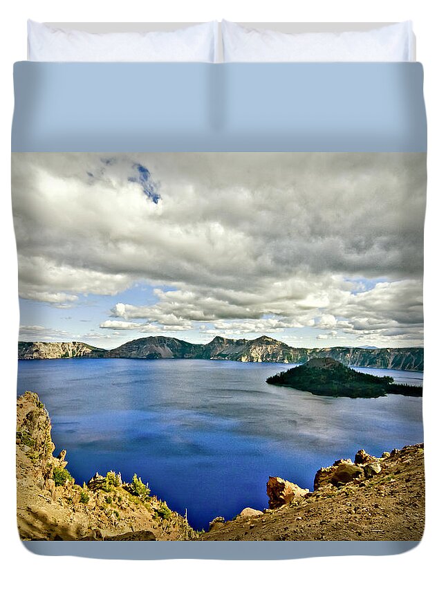 Crater Lake Duvet Cover featuring the photograph Crater Lake I by Albert Seger