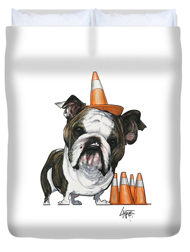 English Bulldog Duvet Cover featuring the drawing Crawford 19-1019 by John LaFree