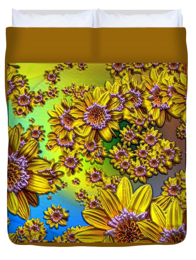 Daisies Duvet Cover featuring the photograph Crazy Daisies by Nick Kloepping