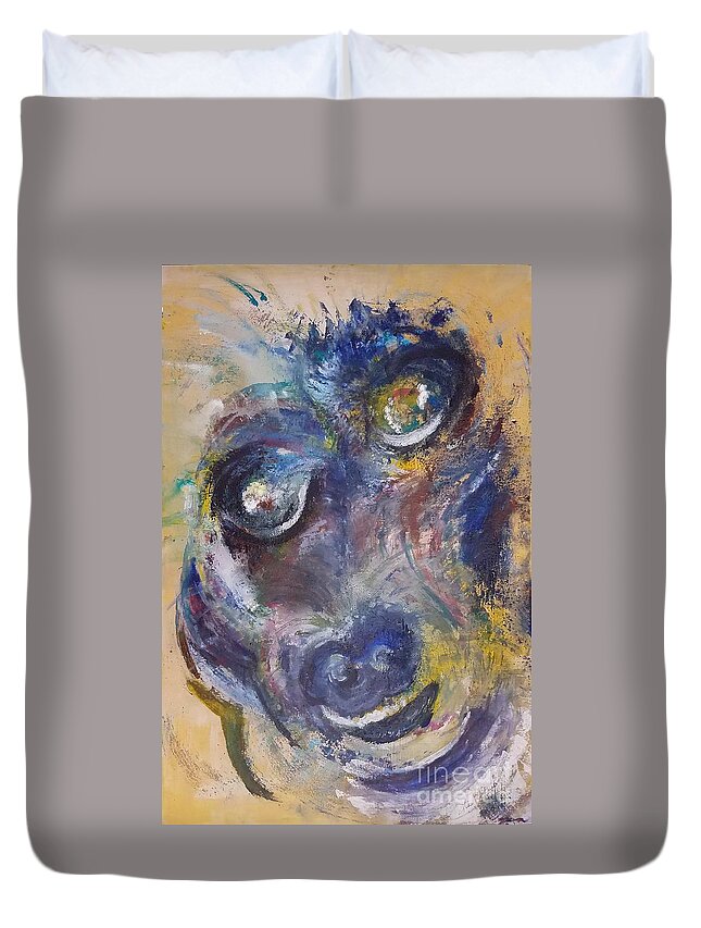 Animal Portrait Duvet Cover featuring the painting Crazy Love by Lisa Debaets