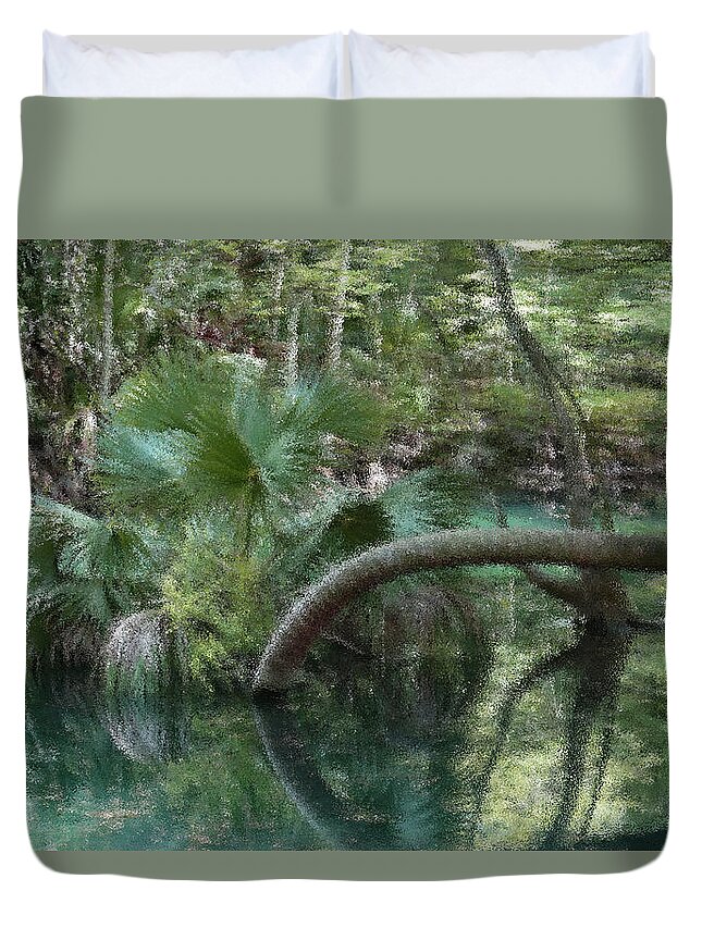 Silver Springs Duvet Cover featuring the digital art Crazy Palm by Gina Fitzhugh