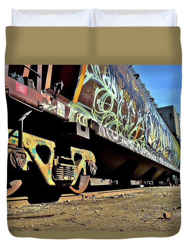 Trains Duvet Cover featuring the photograph Crazy Train by Susie Loechler