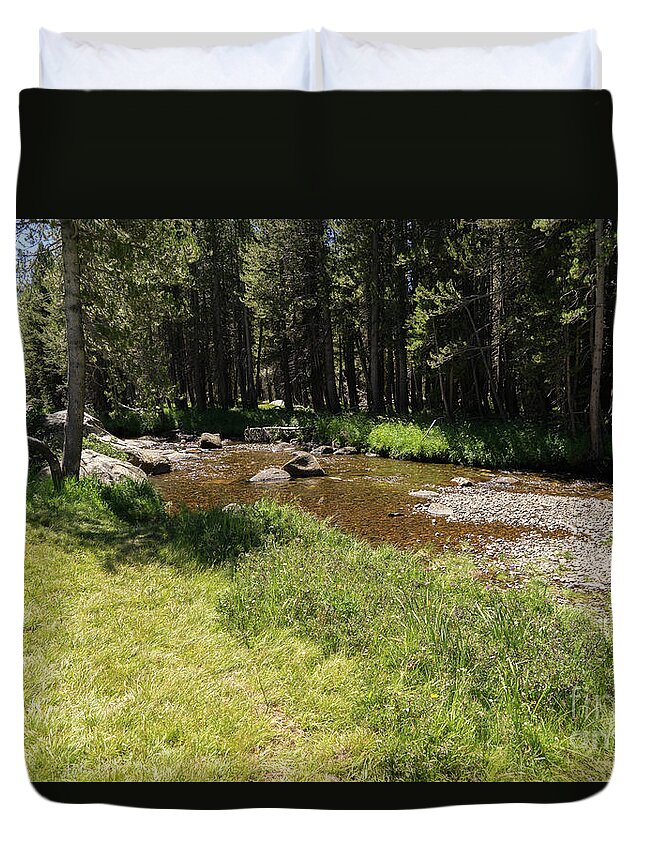 Wingsdomain Duvet Cover featuring the photograph Creek Along Tioga Pass Yosemite California dsc04289 by Wingsdomain Art and Photography