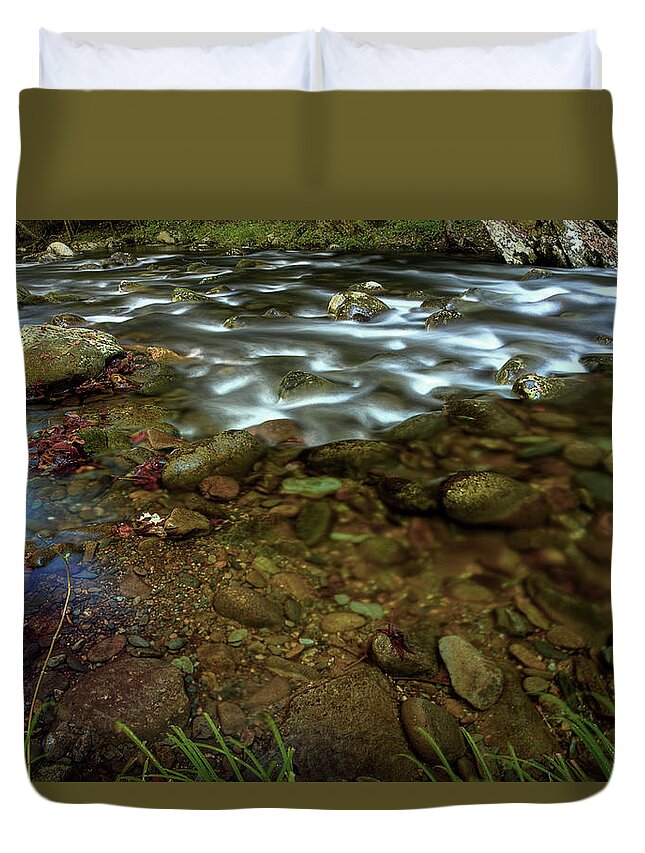 Creek Duvet Cover featuring the photograph Creekside In Autumn by Mike Eingle