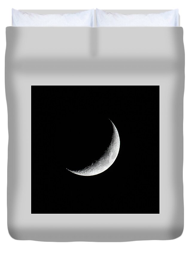 Crescent Moon Duvet Cover featuring the photograph Crescent Moon by Darryl Hendricks