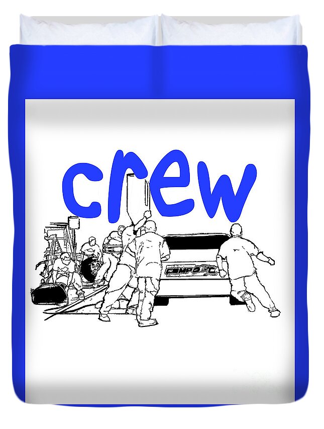 Pit Crew Duvet Cover featuring the photograph Crew by Tom Griffithe