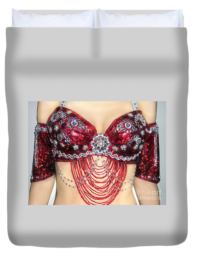 Crimson jeweled bra. Ameynra design Duvet Cover by Sofia Goldberg - Pixels