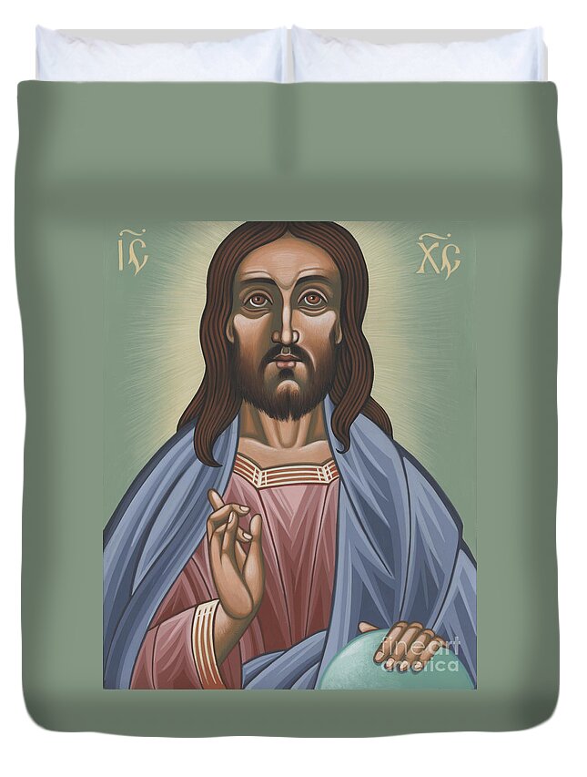 Cristo Pantocrator Duvet Cover featuring the painting Cristo Pantocrator 175 by William Hart McNichols