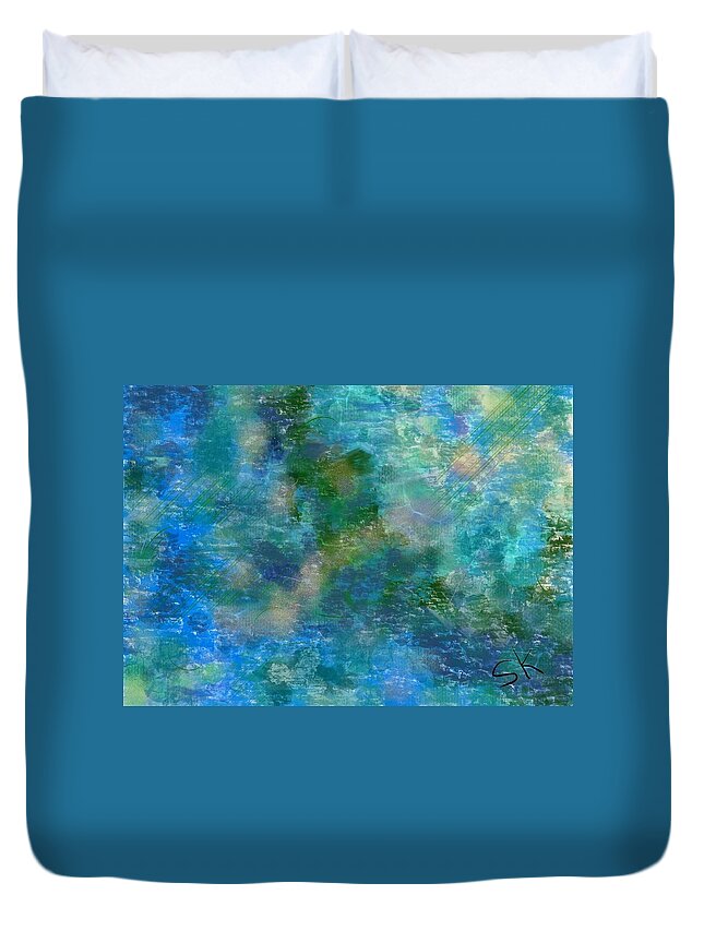 Abstract Duvet Cover featuring the digital art Cross Currents by Sherry Killam