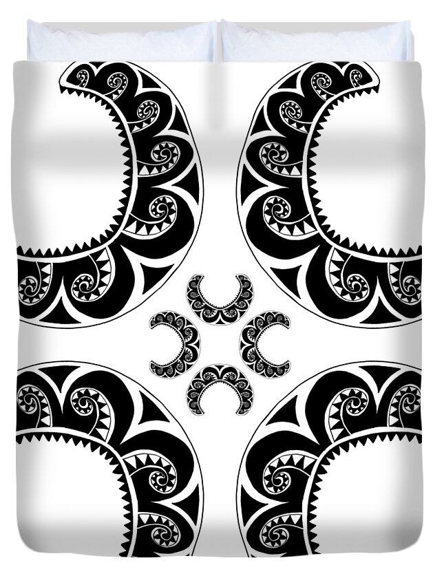 Cross Duvet Cover featuring the digital art Cross maori style by Piotr Dulski
