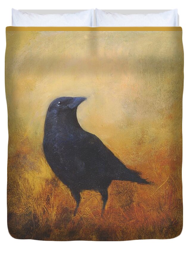 Bird Duvet Cover featuring the painting Crow 25 by David Ladmore