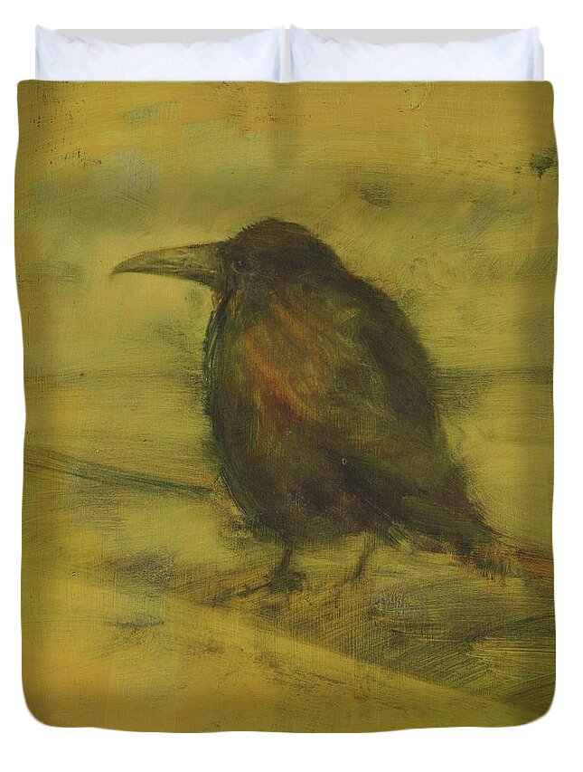 Bird Duvet Cover featuring the painting Crow 27 by David Ladmore
