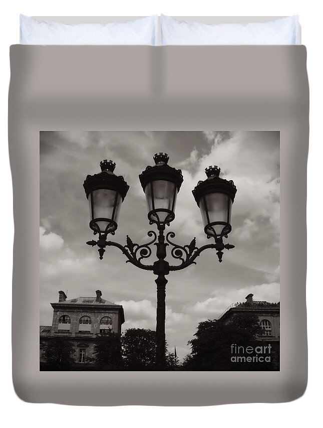 Candelabra Duvet Cover featuring the photograph Crowned Luminaires in Paris by Carol Groenen