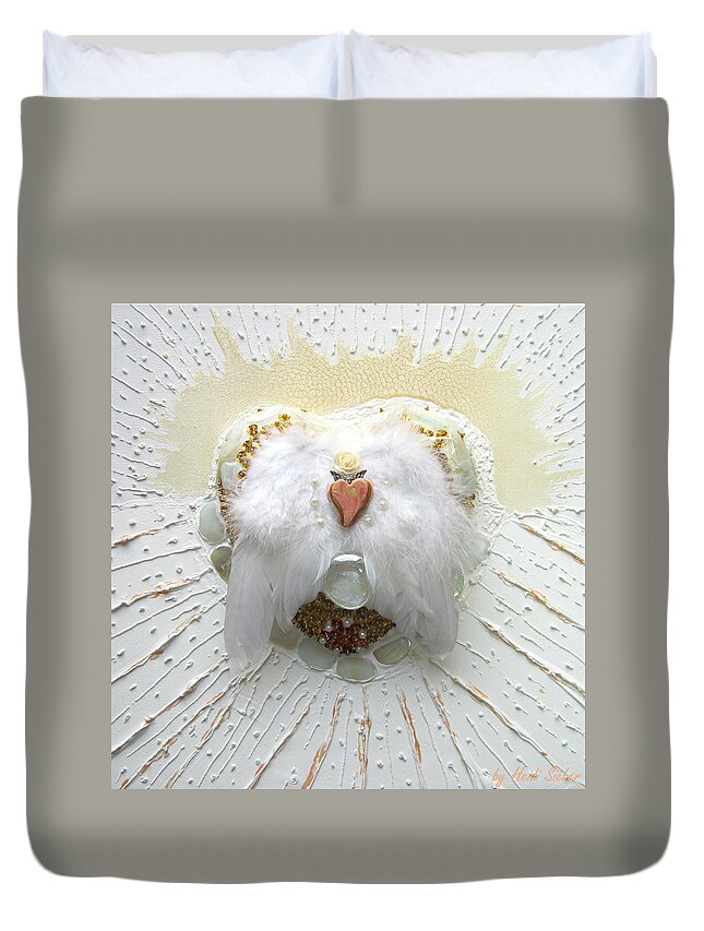 Crowning Of The Pure Heart Duvet Cover featuring the relief Crowning of the pure heart by Heidi Sieber