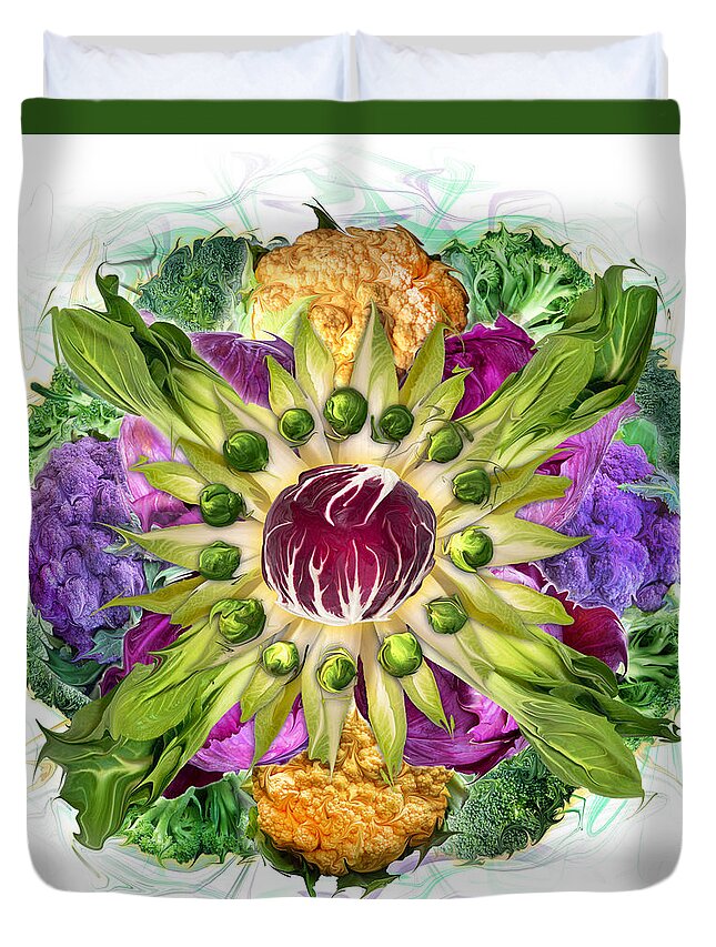 Culinary Mandala Duvet Cover featuring the photograph Cruciferous Collective by Bruce Frank